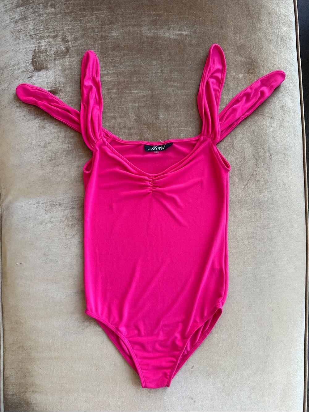Stretchy Crepe fabric Top Blouse Bodysuit New Fuchsia bright hibiscus color